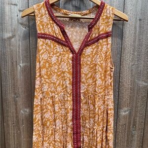 Democracy Pleated Sleeveless Blouse Orange Red